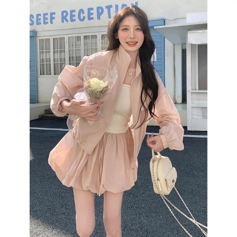 Women Sweet Pink Zip Up Thin Sun Protection Jacket Bloom Skirt Two Piece Outfit S-XXL
Women Sweet Pink Zip Up Thin Sun Protection Jacket Bloom Skirt Two Piece Outfit S-XXL
