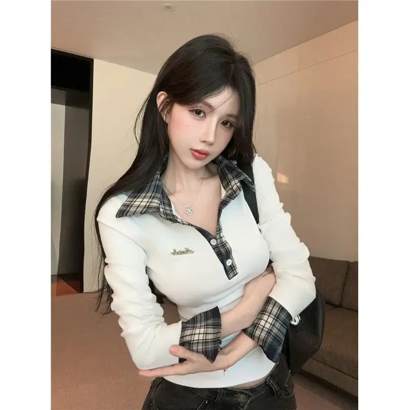 Vintage Plaid Shirts for Women Clothes Street Harajuku Fashion Hip Hop Polo Neck T Shirt Women Clothing Casual Slim Fit Y2K Top
Vintage Plaid Shirts for Women Clothes Street Harajuku Fashion Hip Hop Polo Neck T Shirt Women Clothing Casual Slim Fit Y2K Top