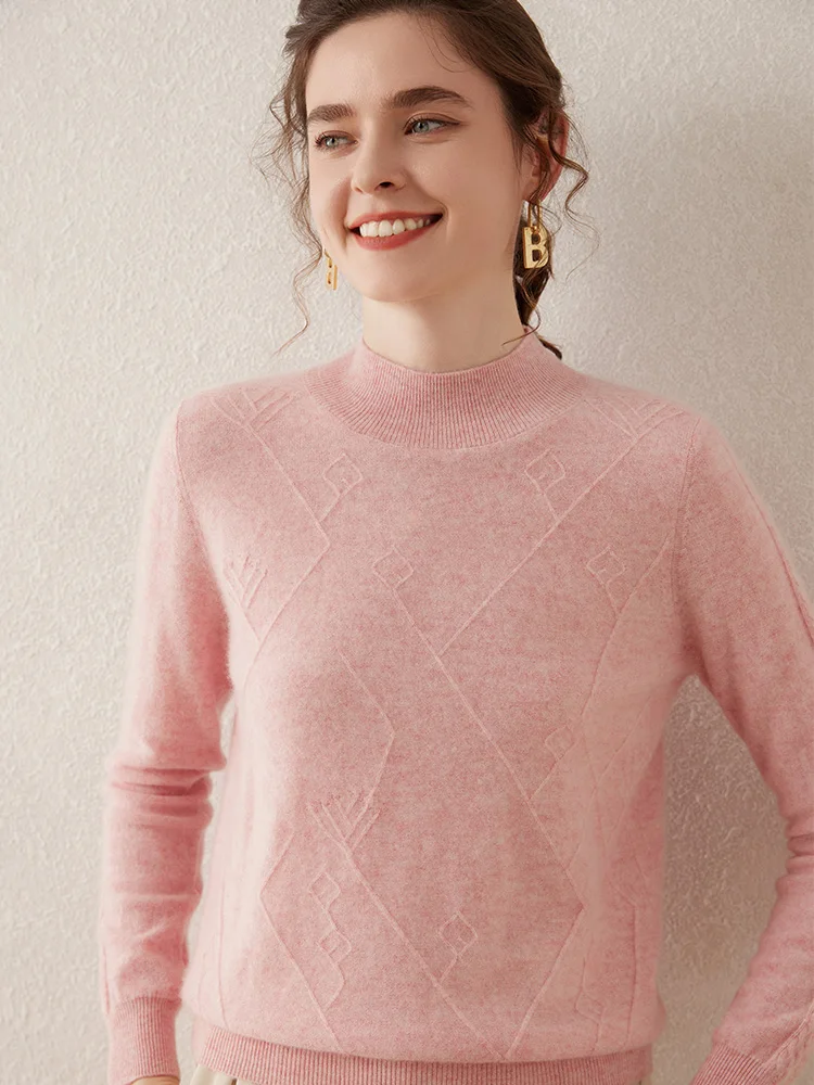 High-quality Pure Cashmere Women Sweater Spring Autumn Half-high Neck Pullover Long Sleeve Cashmere Knit Women Clothing Tops
High-quality Pure Cashmere Women Sweater Spring Autumn Half-high Neck Pullover Long Sleeve Cashmere Knit Women Clothing Tops