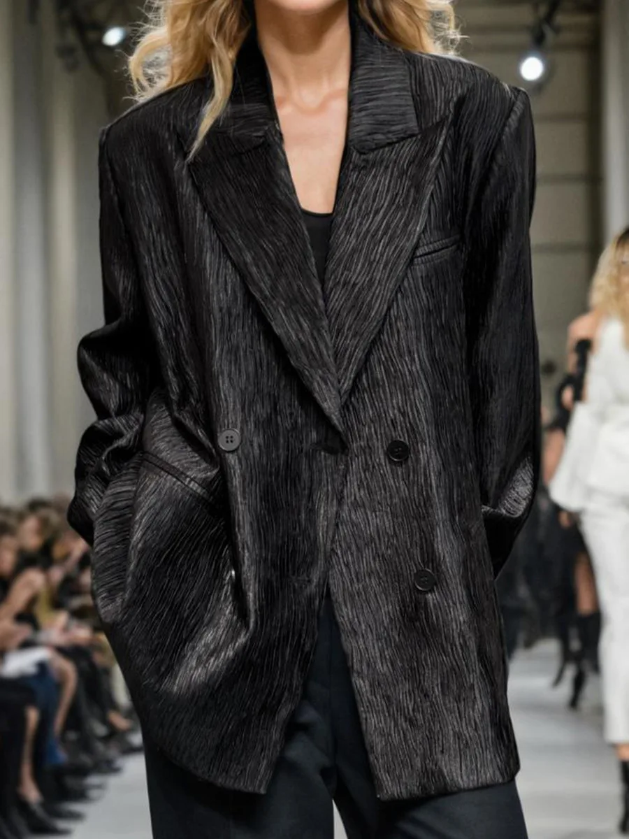 SuperAen Elegant Autumn 2026 New Fashion Notched Pleated Loose Waist Long Sleeve Design Double-breasted Woman Casual Blazer
SuperAen Elegant Autumn 2026 New Fashion Notched Pleated Loose Waist Long Sleeve Design Double-breasted Woman Casual Blazer