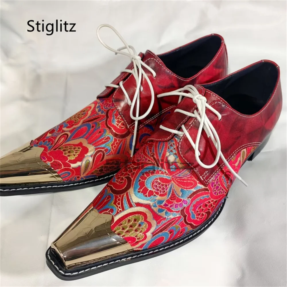 Red Yellow Embroidery Lace Up Leather Shoes for Men Genuine Cowhide Metal Pointed Toe British Style Business Party Dress Shoes
Red Yellow Embroidery Lace Up Leather Shoes for Men Genuine Cowhide Metal Pointed Toe British Style Business Party Dress Shoes