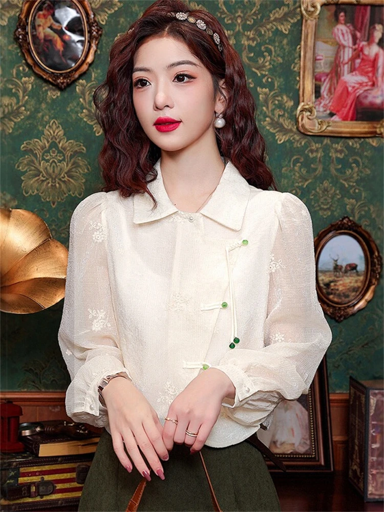 Новая китайская женская блузка с длинным рукавом, весенне-осенняя, модная, винтажная, на пуговицах, молодежная, укороченная
Новая китайская женская блузка с длинным рукавом, весенне-осенняя, модная, винтажная, на пуговицах, молодежная, укороченная