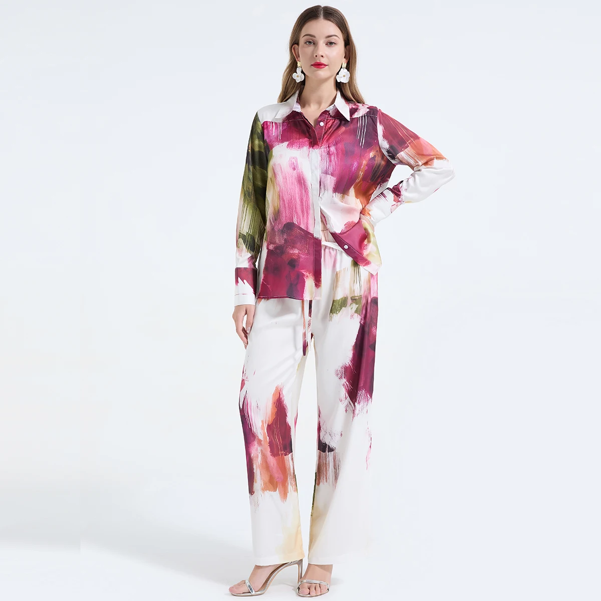Women Pants Sets 2 Piece Set Long Sleeve Shirt Retro Blouses Straight Leg Trousers 2026 Spring Summer Casul Light Thin Lady Suit
Women Pants Sets 2 Piece Set Long Sleeve Shirt Retro Blouses Straight Leg Trousers 2026 Spring Summer Casul Light Thin Lady Suit