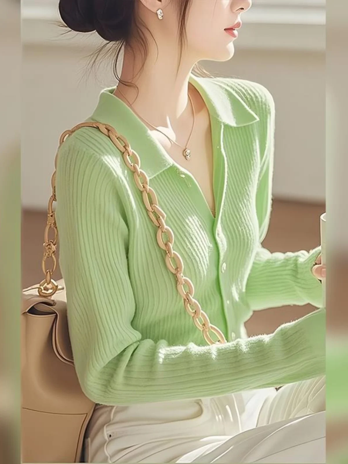 Slim Fit Neck Knitted Sweater Cardigan Women's Pure Color Dopaamine Style Upper Apparel Autumn Winter Fashion Design
Slim Fit Neck Knitted Sweater Cardigan Women's Pure Color Dopaamine Style Upper Apparel Autumn Winter Fashion Design