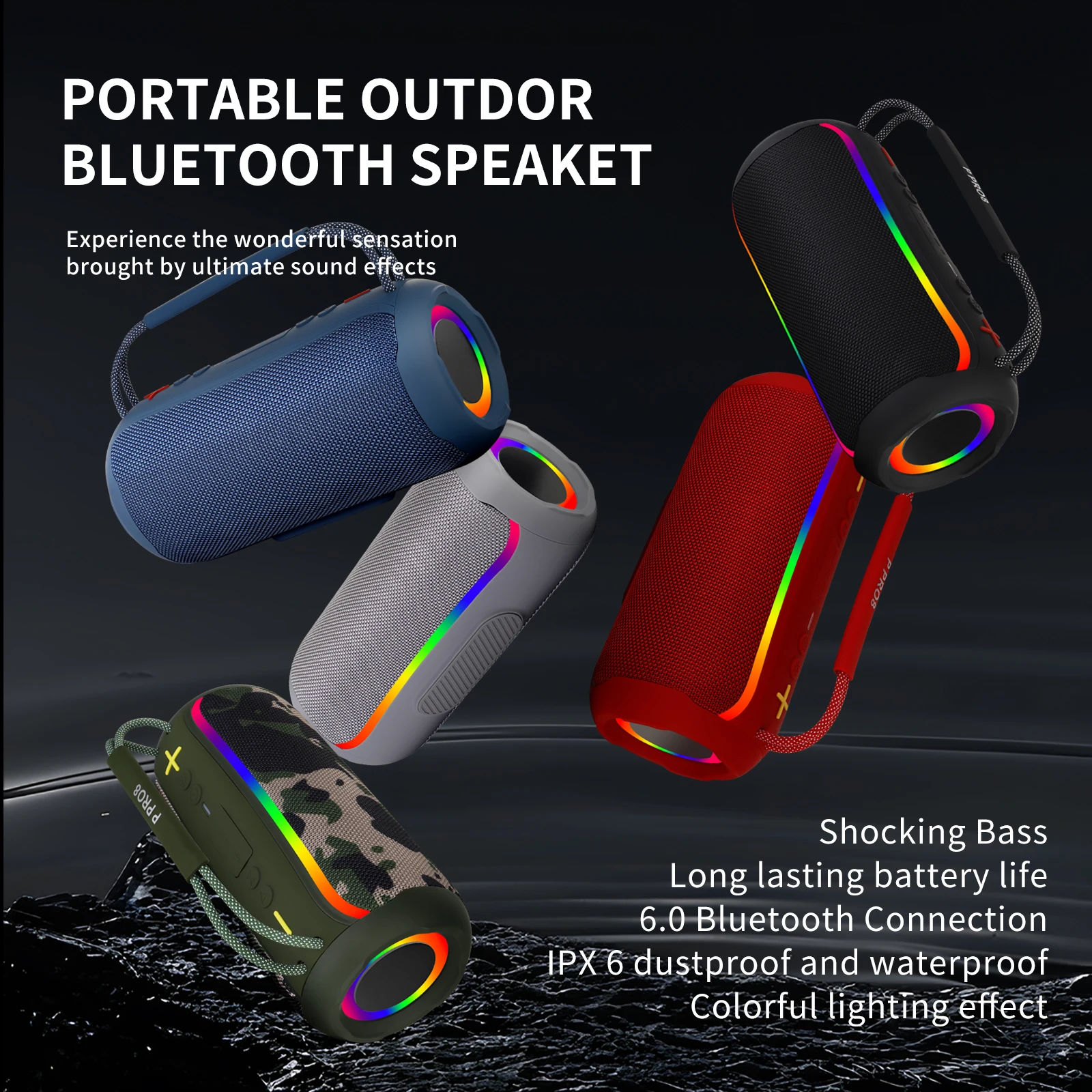 QUEED P PRO8 Bluetooth Speaker 20W High Power RGB Boombox Portable Outdoor Bass Subwoofer for Party and Music Events
QUEED P PRO8 Bluetooth Speaker 20W High Power RGB Boombox Portable Outdoor Bass Subwoofer for Party and Music Events