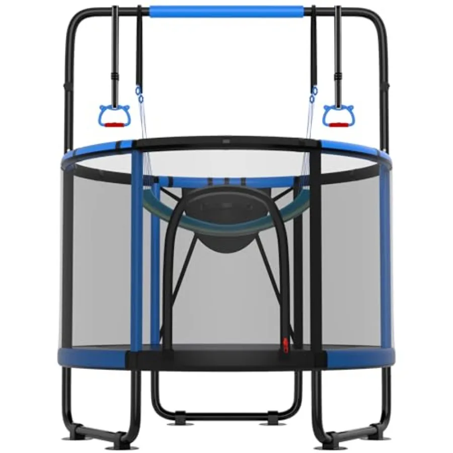 ' indoor/outdoor trampoline with safety net, swing, adjustable bar, and basketball hoop; steel frame, black/red; 600LBS capacit
' indoor/outdoor trampoline with safety net, swing, adjustable bar, and basketball hoop; steel frame, black/red; 600LBS capacit