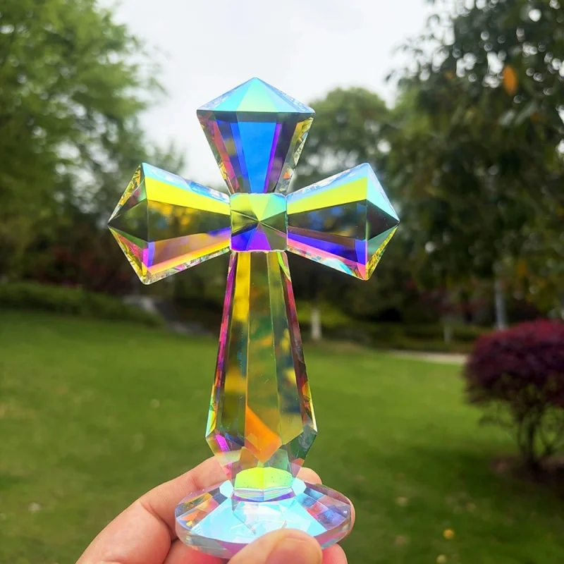 Creative New AB Color Crystal Cross Ornament Standing Handmade Christian Cross Crafts Exquisite Crosses Figurine Religious Gift
Creative New AB Color Crystal Cross Ornament Standing Handmade Christian Cross Crafts Exquisite Crosses Figurine Religious Gift