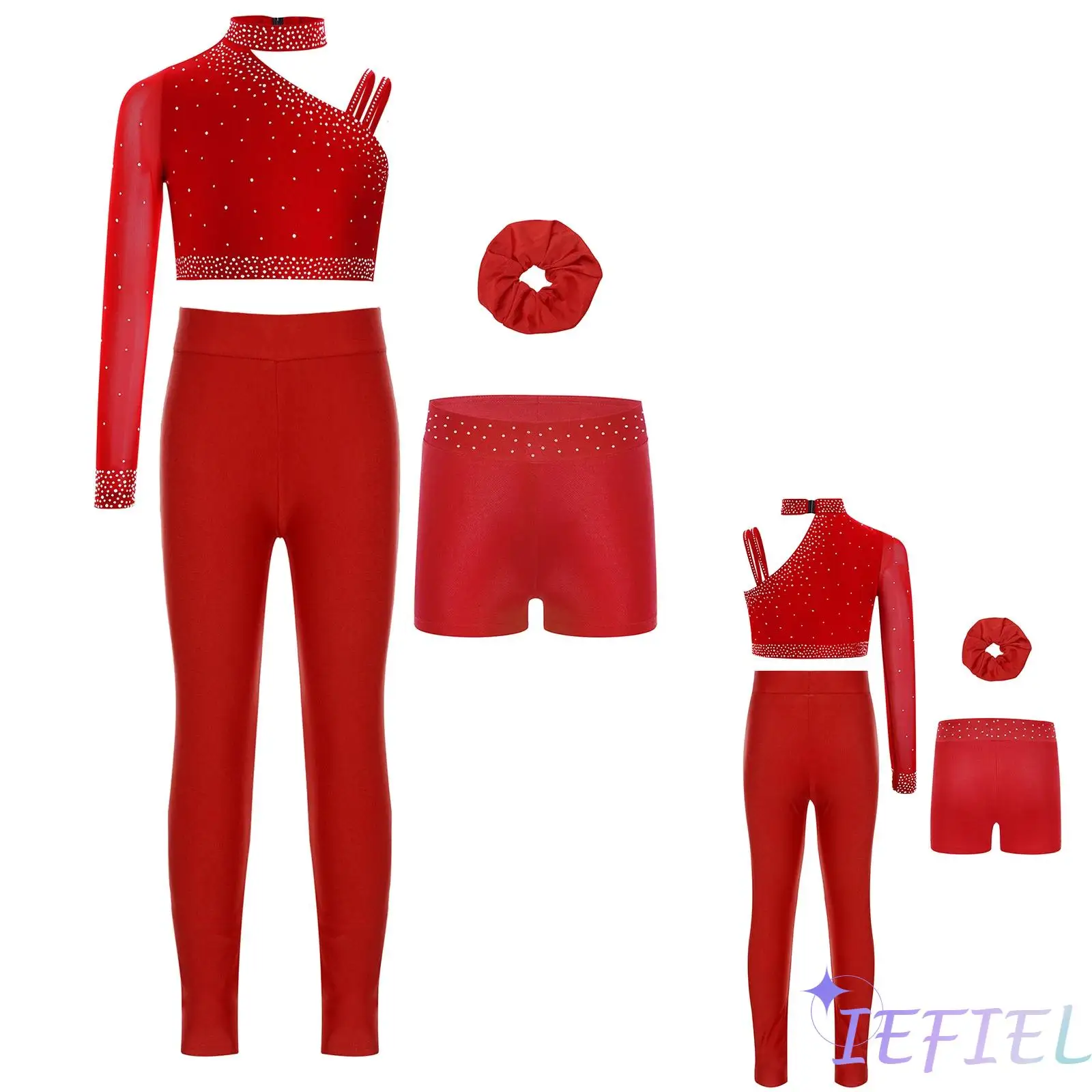 4Pcs Girls Gymnastics Ballet Dance Outfit Irregular Shoulder Sparkly Crop Top Shorts Hairband Leggings for Figure Skating Dance
4Pcs Girls Gymnastics Ballet Dance Outfit Irregular Shoulder Sparkly Crop Top Shorts Hairband Leggings for Figure Skating Dance