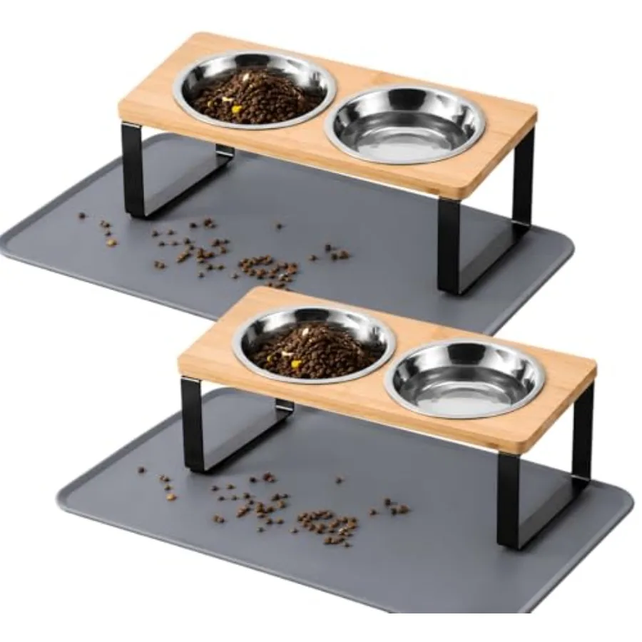 2 Pack Elevated Cat Bowls with Food Mat, 15°Tilted Stand Anti Vomiting Raised Cat Dishes for Food and Water, 2 Stainless Steel
2 Pack Elevated Cat Bowls with Food Mat, 15°Tilted Stand Anti Vomiting Raised Cat Dishes for Food and Water, 2 Stainless Steel