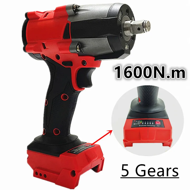 For Milwaukee 18V Battery 1600N.m Brushless Electric Wrench Impact Wrench 5 Gears Cordless Driver Car Truck Repair Power Tools
For Milwaukee 18V Battery 1600N.m Brushless Electric Wrench Impact Wrench 5 Gears Cordless Driver Car Truck Repair Power Tools
