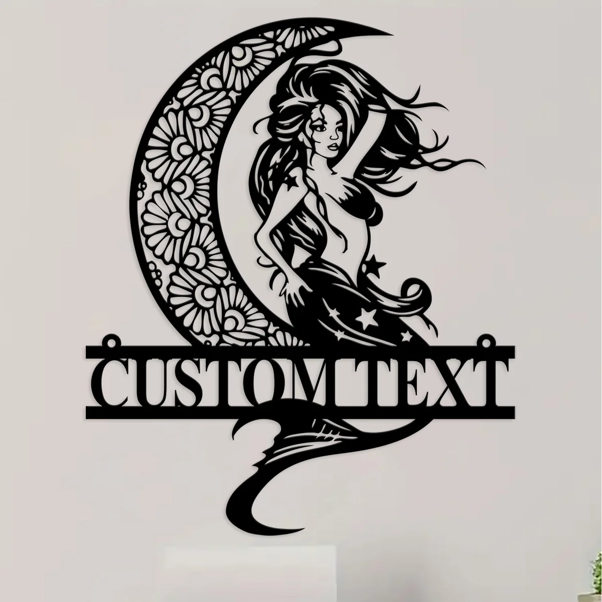 1pc Mermaid On The Moon Metal Wall Art - 11.4" x 9.5" Modern Iron Home Decor Sign, Unique Exquisite Hollow Crescent Decor Custom
1pc Mermaid On The Moon Metal Wall Art - 11.4" x 9.5" Modern Iron Home Decor Sign, Unique Exquisite Hollow Crescent Decor Custom