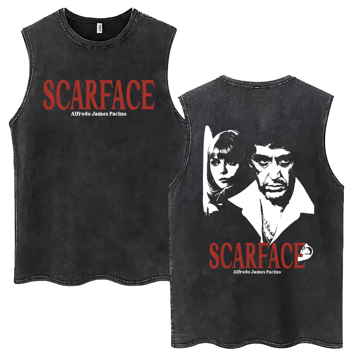 Classic Gangsters Movie Scarface Vintage Washed Tank Tops Tony Montana Al Pacino Sleeveless T-shirt Men Cotton Retro T Shirts
Classic Gangsters Movie Scarface Vintage Washed Tank Tops Tony Montana Al Pacino Sleeveless T-shirt Men Cotton Retro T Shirts