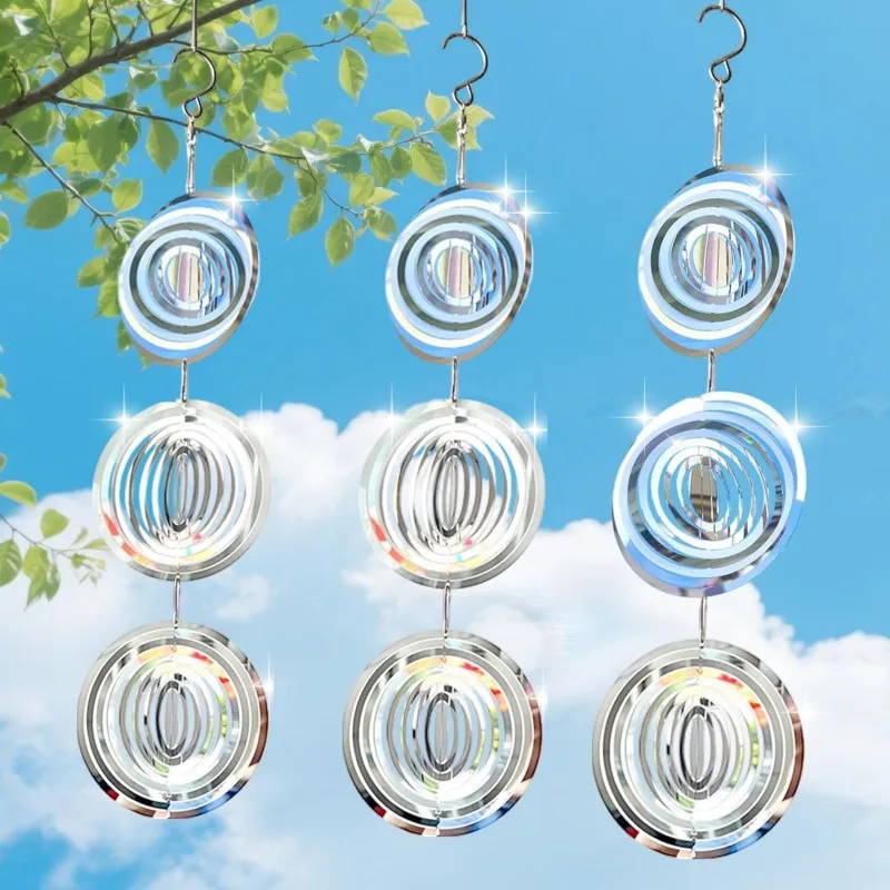 【3-Count Bird Deterrent Set】Hanging Ornaments with Spinning Reflective Discs, Garden Bird Repeller for Outdoor Use 
【3-Count Bird Deterrent Set】Hanging Ornaments with Spinning Reflective Discs, Garden Bird Repeller for Outdoor Use
