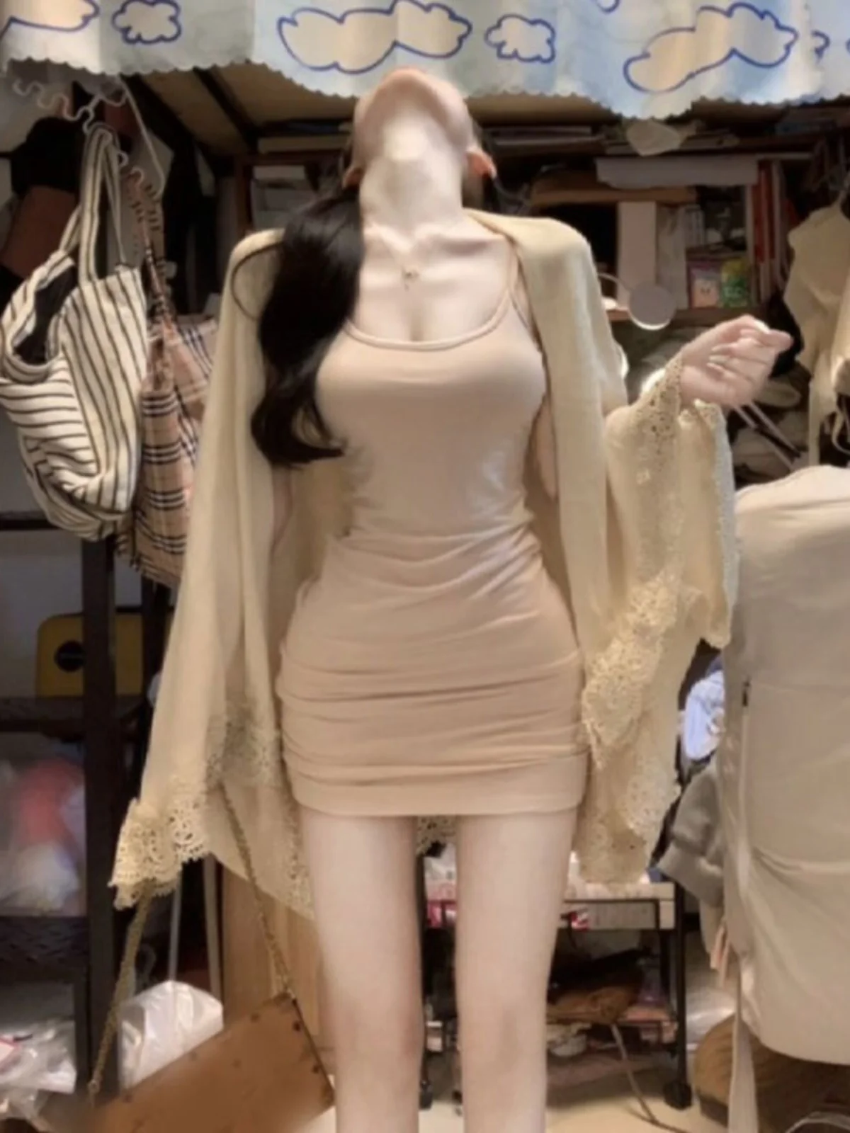 Pure Desire Sexy Girl Short Lace Dress with Outerwear Two-Piece Set Spring Fashion Casual Comfortable Cotton Blend
Pure Desire Sexy Girl Short Lace Dress with Outerwear Two-Piece Set Spring Fashion Casual Comfortable Cotton Blend