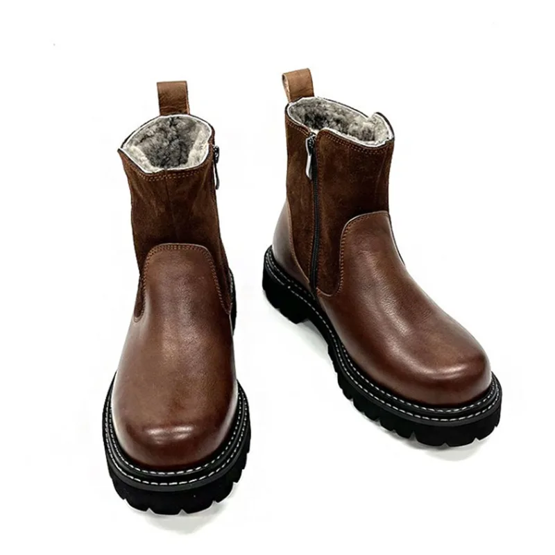 Outdoor Warm Snow Boots Men's Wool Thick Sole High Top Cotton Shoes Male Walking Ankle Boots Winter Genuine Leather Thick Sole
Outdoor Warm Snow Boots Men's Wool Thick Sole High Top Cotton Shoes Male Walking Ankle Boots Winter Genuine Leather Thick Sole