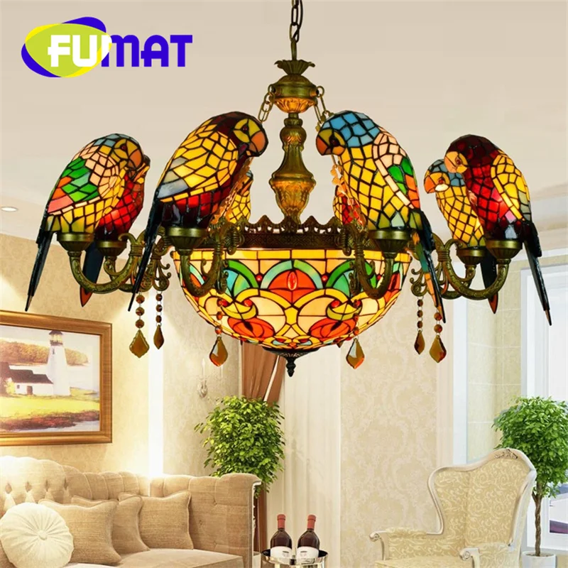 FUMAT Tiffany style stained glass retro light Parrot Bird multi-head Pendant lamp Hotel Villa living room dining hallway decor
FUMAT Tiffany style stained glass retro light Parrot Bird multi-head Pendant lamp Hotel Villa living room dining hallway decor