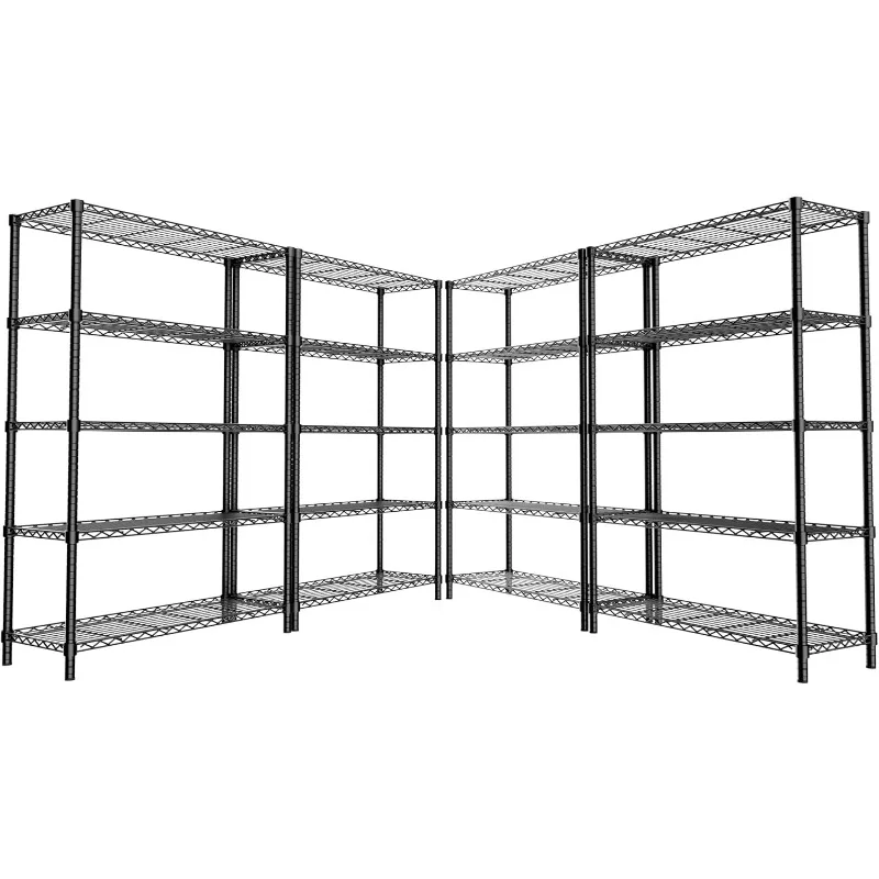 Storage Shelves Heavy Duty, 4 PCS 36" L x 14" W x 72" H Garage Wire Shelving Unit Loads 1750LBS, 5-tier Adjustable Metal Industr
Storage Shelves Heavy Duty, 4 PCS 36" L x 14" W x 72" H Garage Wire Shelving Unit Loads 1750LBS, 5-tier Adjustable Metal Industr