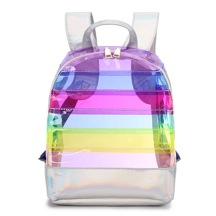 New Casual Clear Backpack Rainbow Stripe Bags PVC Transparent Contrast Color Fashion Large-Capacity School Bags For Girls
New Casual Clear Backpack Rainbow Stripe Bags PVC Transparent Contrast Color Fashion Large-Capacity School Bags For Girls