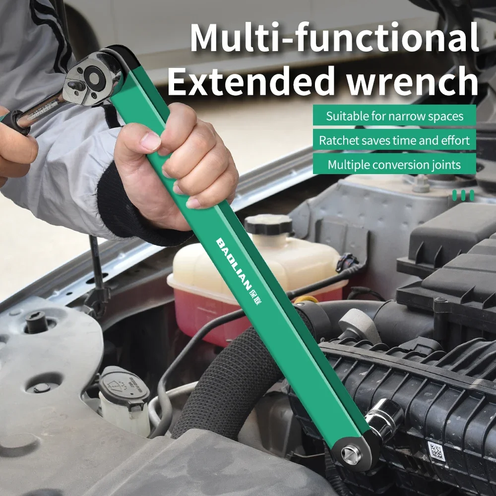 Dual Head Offset Extension Wrench Multi-Functional Tool with 1/2 1/4 3/8 Drive Adapters Universal for Tight Spaces
Dual Head Offset Extension Wrench Multi-Functional Tool with 1/2 1/4 3/8 Drive Adapters Universal for Tight Spaces