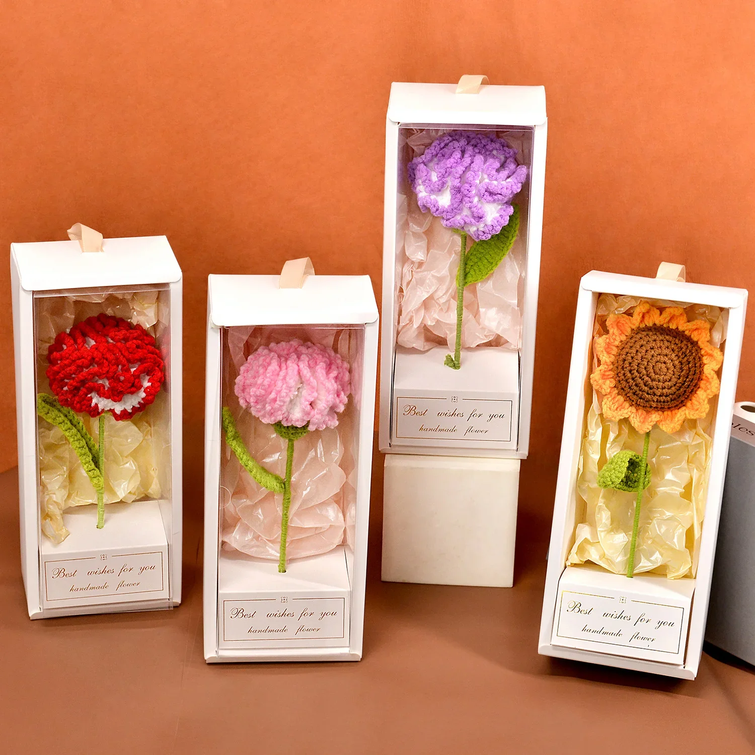 Handmade Crochet Carnation Flowers Bouquet in Gift Box, Knitted Carnation for Mother's Day, Christmas, Thanksgiving & Home Decor
Handmade Crochet Carnation Flowers Bouquet in Gift Box, Knitted Carnation for Mother's Day, Christmas, Thanksgiving & Home Decor