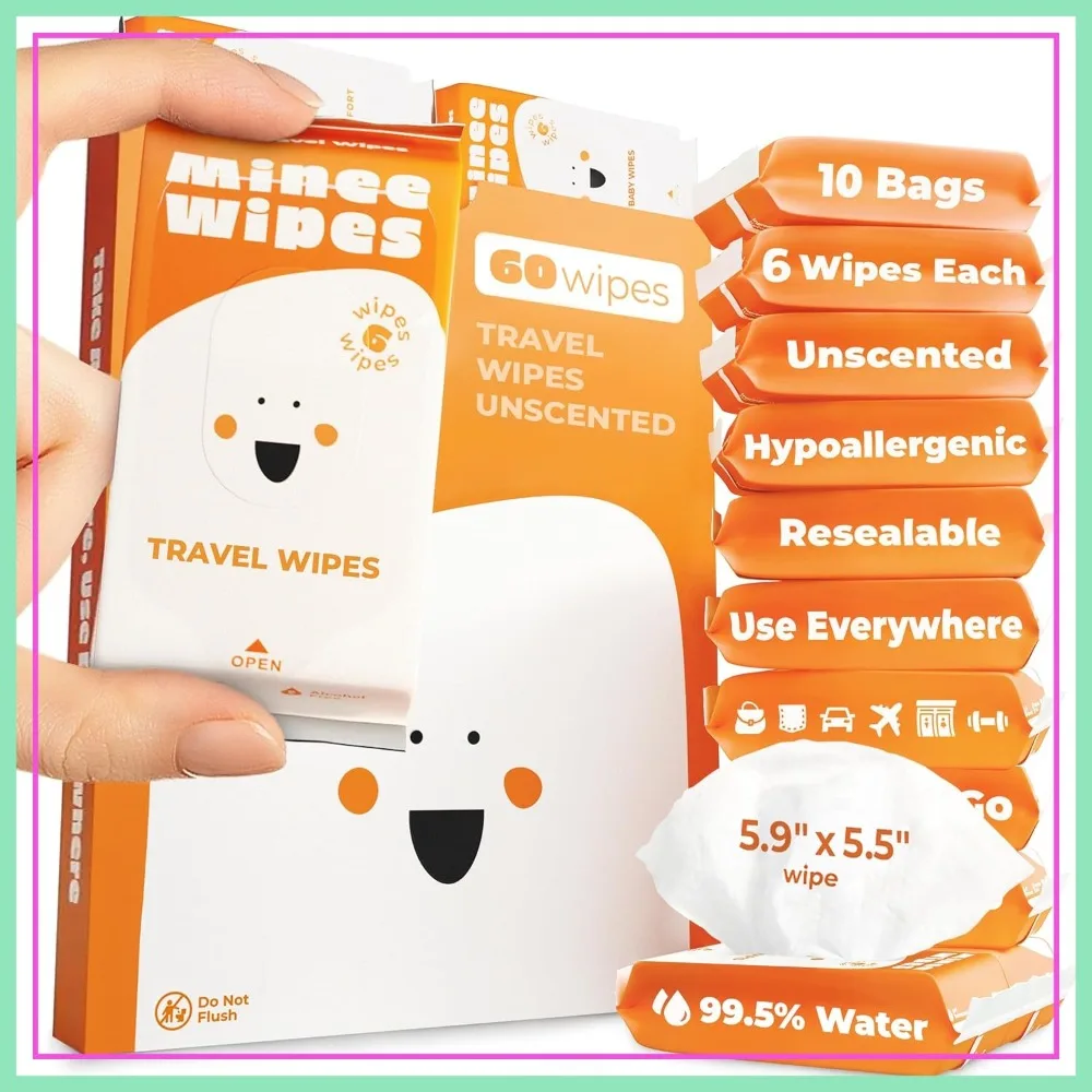 Compact Travel Wipes 99.5% Water Unscented 60 Count Hypoallergenic Thick Durable for Adults Kids Baby Resealable
Compact Travel Wipes 99.5% Water Unscented 60 Count Hypoallergenic Thick Durable for Adults Kids Baby Resealable