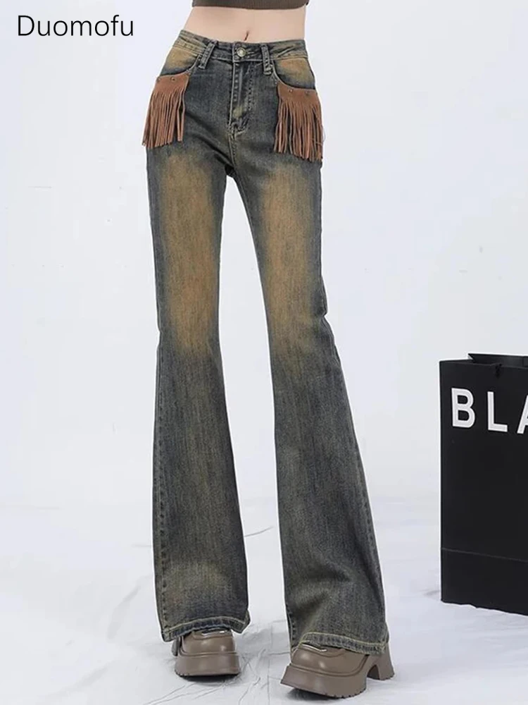 Duomofu Autumn New Flare Chic Tassels Casual Women Jeans Basic Zipper Button Simple High Waist Fashion Full Length Female Jeans
Duomofu Autumn New Flare Chic Tassels Casual Women Jeans Basic Zipper Button Simple High Waist Fashion Full Length Female Jeans