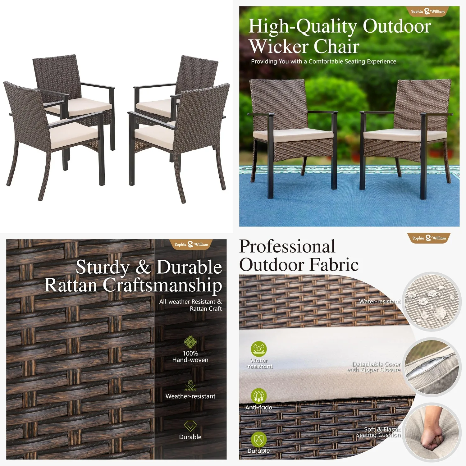 Lightweight All-Weather Rattan Dining Chairs Set of 4 Comfortable Patio Garden 4pcs,Customized
Lightweight All-Weather Rattan Dining Chairs Set of 4 Comfortable Patio Garden 4pcs,Customized