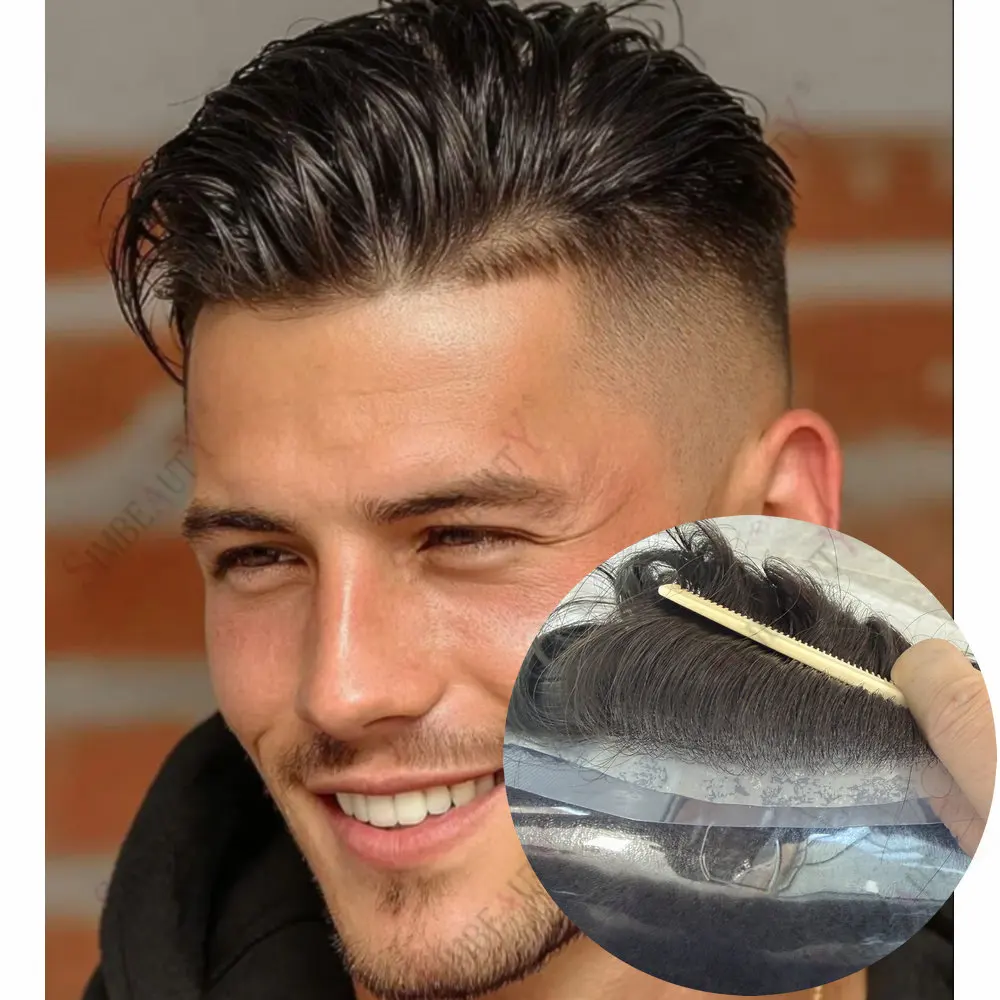 Прочный мужской парик ручной работы с тонкой основой из полиуретана 0,1 мм, цвет 1B # Мужской протез для волос из натуральных человеческих волос с незаметной линией роста волос
Прочный мужской парик ручной работы с тонкой основой из полиуретана 0,1 мм, цвет 1B # Мужской протез для волос из натуральных человеческих волос с незаметной линией роста волос