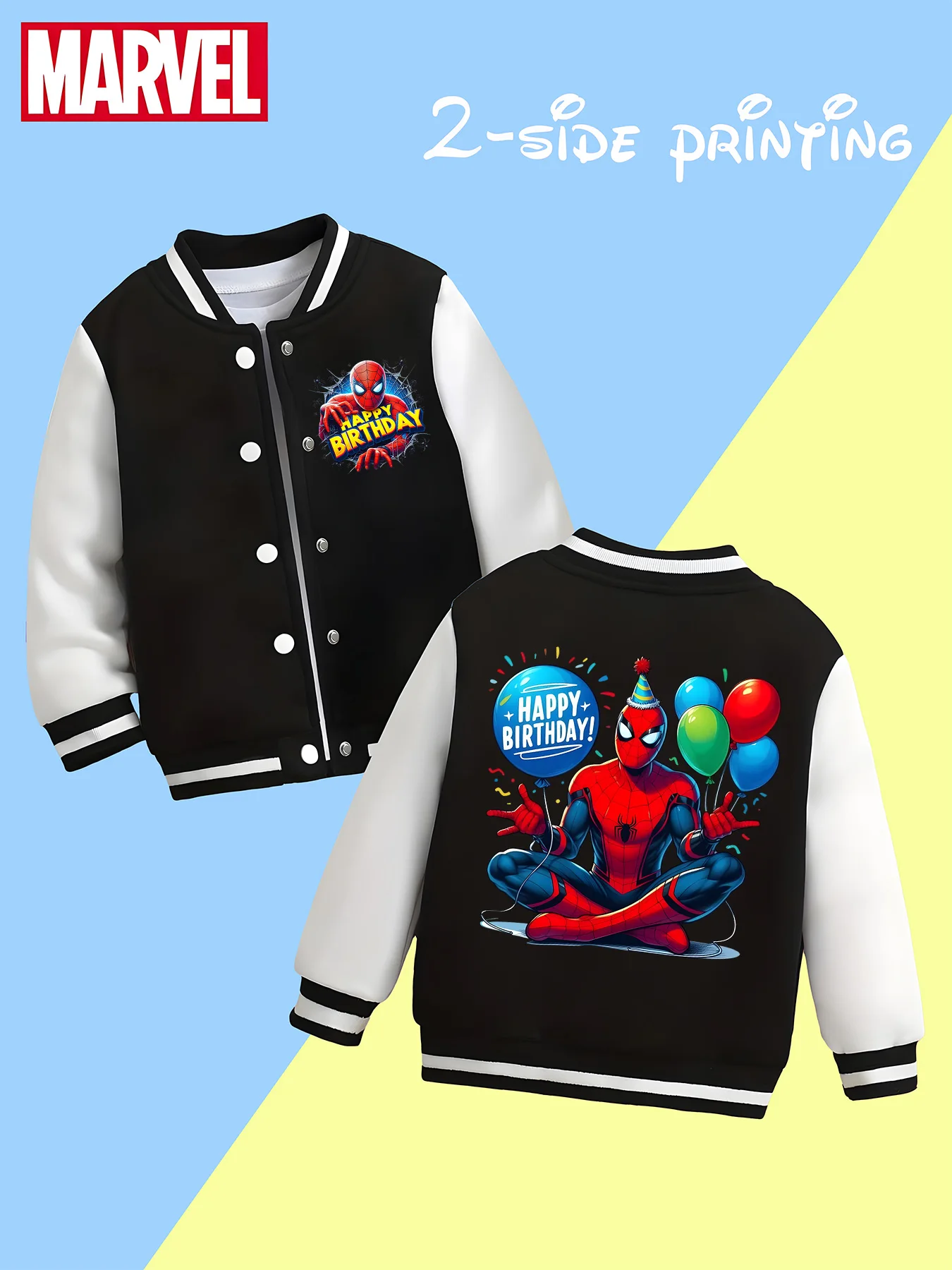 MINISO Marvel Spider-Man Birthday Theme Children's Baseball Jacket - Trendy black and white, soft skin-friendly fabric, autumn a
MINISO Marvel Spider-Man Birthday Theme Children's Baseball Jacket - Trendy black and white, soft skin-friendly fabric, autumn a