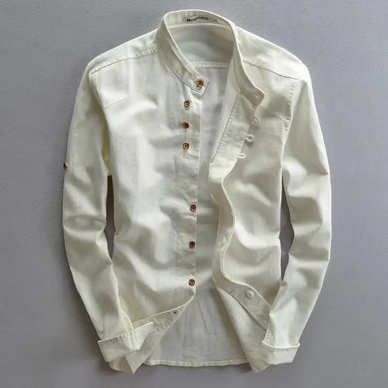 Men's Linen Cotton Shirt Stand Collar Buried Clip Easy Care Long Sleeve Slim Fit Classic Color Casual Business Shirt
Men's Linen Cotton Shirt Stand Collar Buried Clip Easy Care Long Sleeve Slim Fit Classic Color Casual Business Shirt