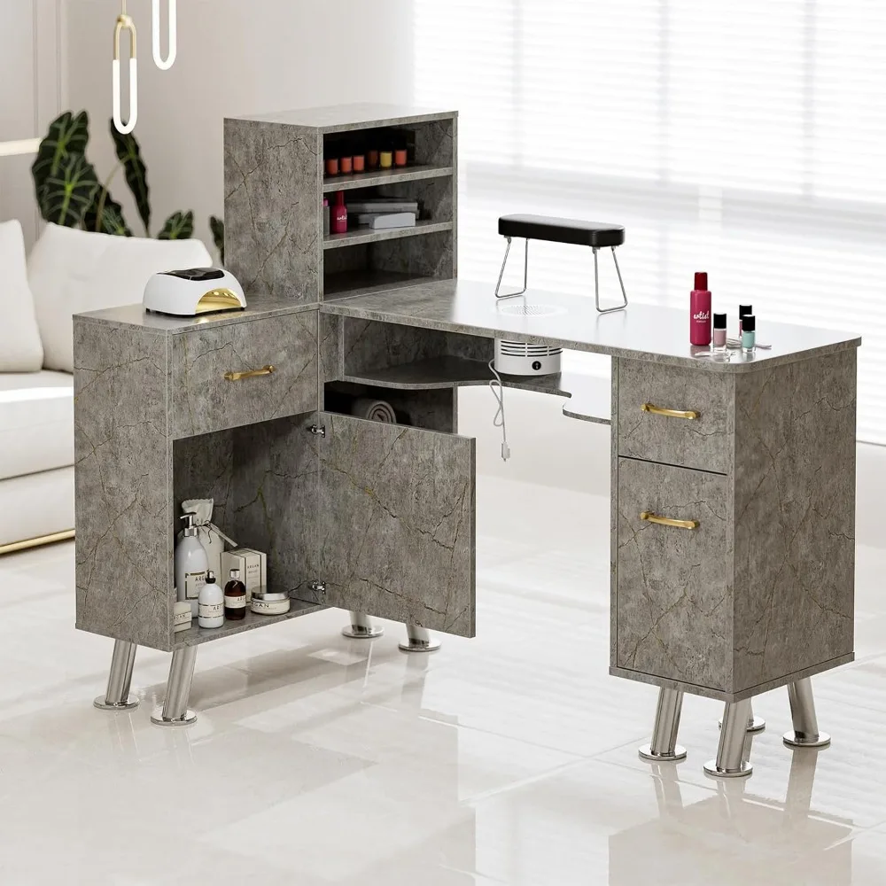 Manicure Table Nail Station, Steel Frame Nail Table Station Beauty Salon Workstation w/Electric Downdraft Vent 
Manicure Table Nail Station, Steel Frame Nail Table Station Beauty Salon Workstation w/Electric Downdraft Vent