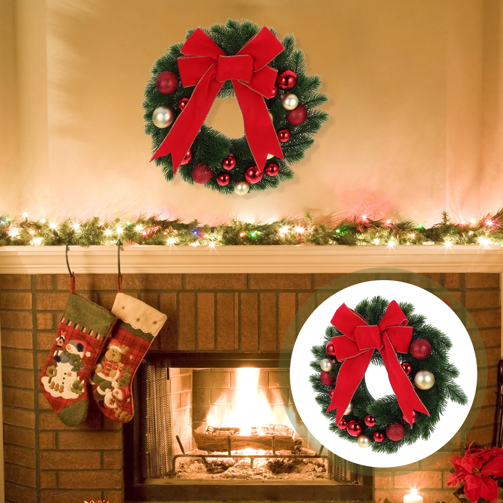 Christmas Ball Wreath Beautiful Bow Decor Reusable Home Door Hanging Christmas Decorative Wreath Classic Elements 
Christmas Ball Wreath Beautiful Bow Decor Reusable Home Door Hanging Christmas Decorative Wreath Classic Elements