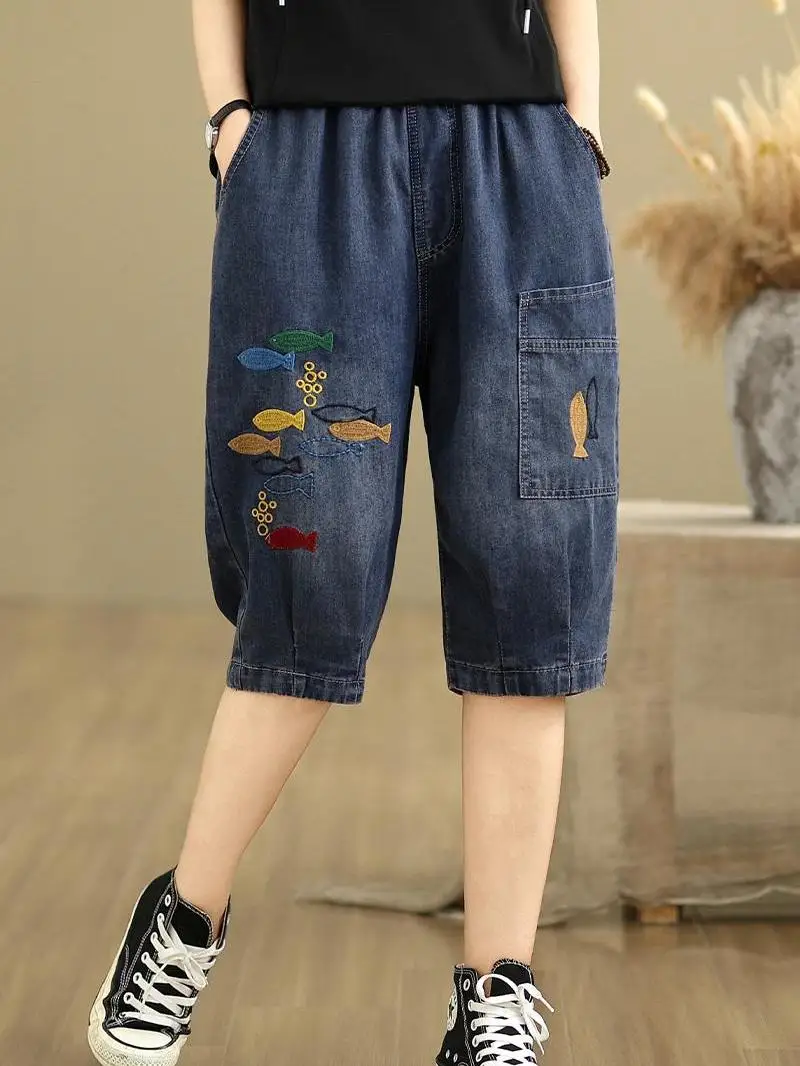 New 2026 plus Size Women's Five-Quarter Denim Shorts Casual Elastic Waist Harem Dad Style Summer Thin Soft Cotton Cartoon
New 2026 plus Size Women's Five-Quarter Denim Shorts Casual Elastic Waist Harem Dad Style Summer Thin Soft Cotton Cartoon