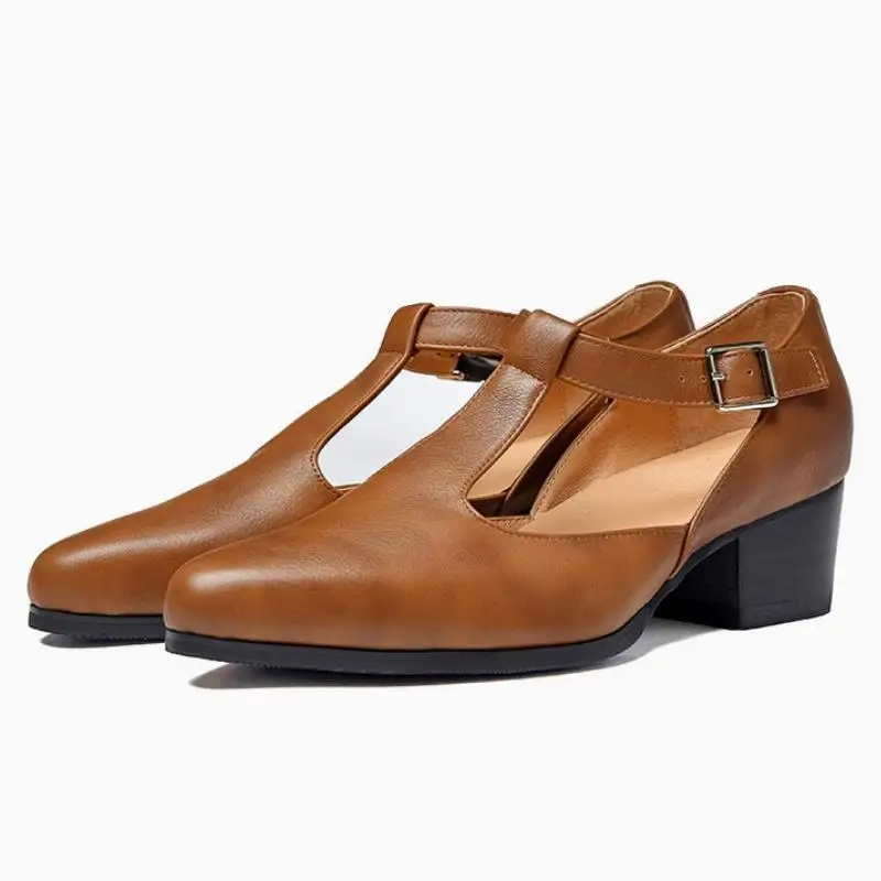 New Brown High Heel Sandals Men Summer Genuine Leather Pointed Toe Fashion Breathe Sandals Mens Formal Dress Sandals Size 36-44
New Brown High Heel Sandals Men Summer Genuine Leather Pointed Toe Fashion Breathe Sandals Mens Formal Dress Sandals Size 36-44