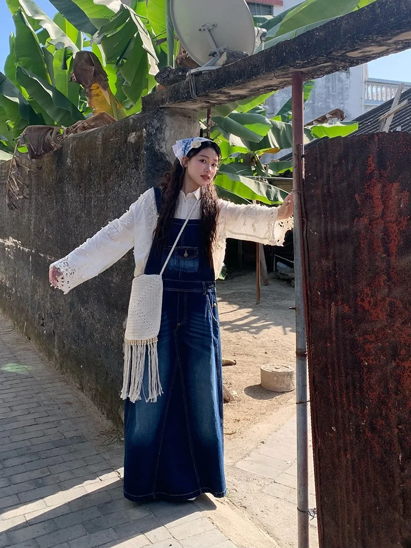 Casual Loose Floor-Length Denim Skirt Low Waist Versatile Korean Style Wide Strap Casual Spring Summer Autumn Ladies Dress
Casual Loose Floor-Length Denim Skirt Low Waist Versatile Korean Style Wide Strap Casual Spring Summer Autumn Ladies Dress