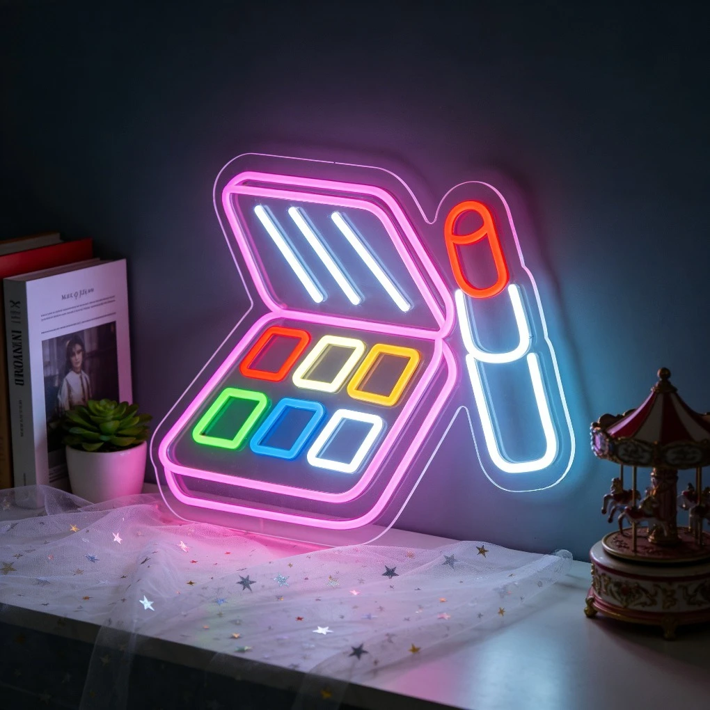 Makeup Palette Neon Sign LED USB Dimmable Gifts for Girls Room Beauty Salon Cosmetics Shop Decoration Aesthetic Desktop Lamp
Makeup Palette Neon Sign LED USB Dimmable Gifts for Girls Room Beauty Salon Cosmetics Shop Decoration Aesthetic Desktop Lamp
