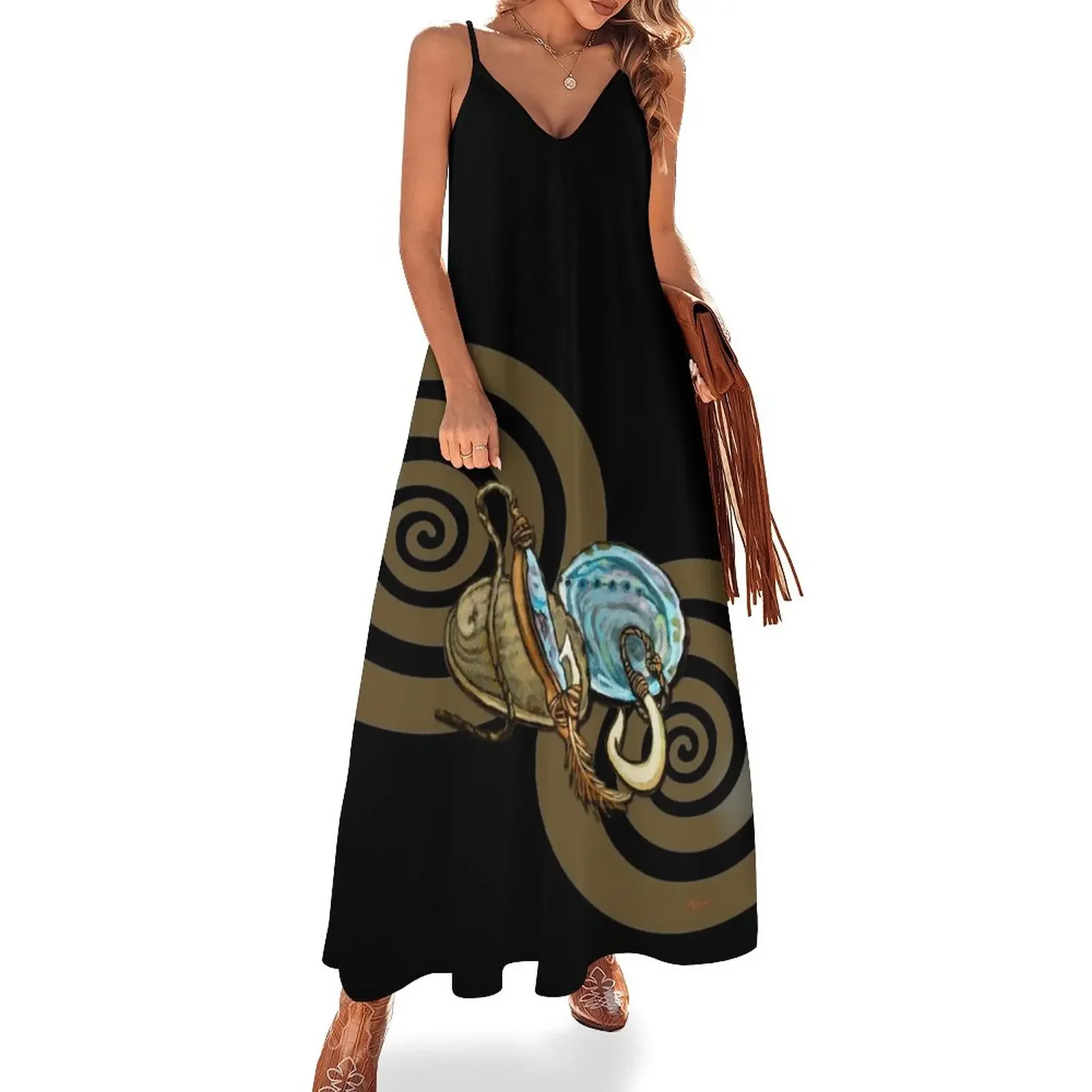 Abalone with Historic Maori Fishing Hooks Sleeveless Dress Women's long dress Women's evening dress woman beach
Abalone with Historic Maori Fishing Hooks Sleeveless Dress Women's long dress Women's evening dress woman beach