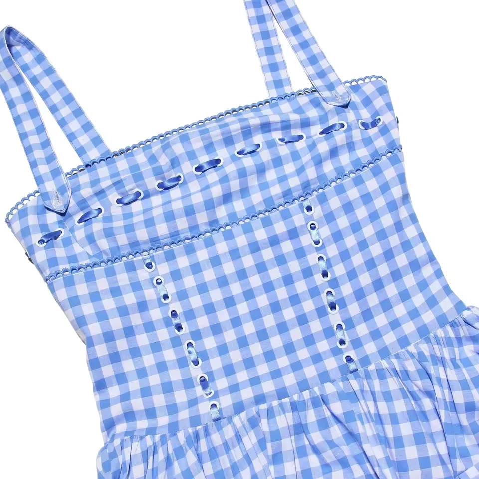 Summer Elegant and Beautiful Women Dresses Midi Blue and White Plaid Dress with Pocket Female Vacation Dress
Summer Elegant and Beautiful Women Dresses Midi Blue and White Plaid Dress with Pocket Female Vacation Dress