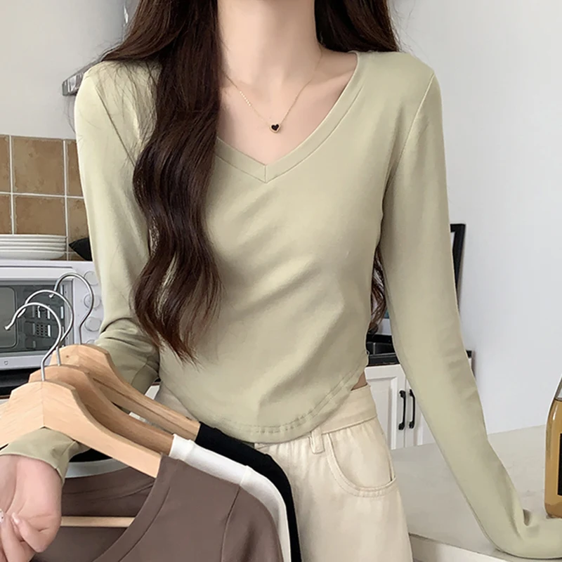 Clothes For Women Crop Tops T Shirt 2023 Autumn V-Neck Tee Shirt Femme Long Sleeve T-Shirts Basic Womens Clothing Camiseta Mujer
Clothes For Women Crop Tops T Shirt 2023 Autumn V-Neck Tee Shirt Femme Long Sleeve T-Shirts Basic Womens Clothing Camiseta Mujer