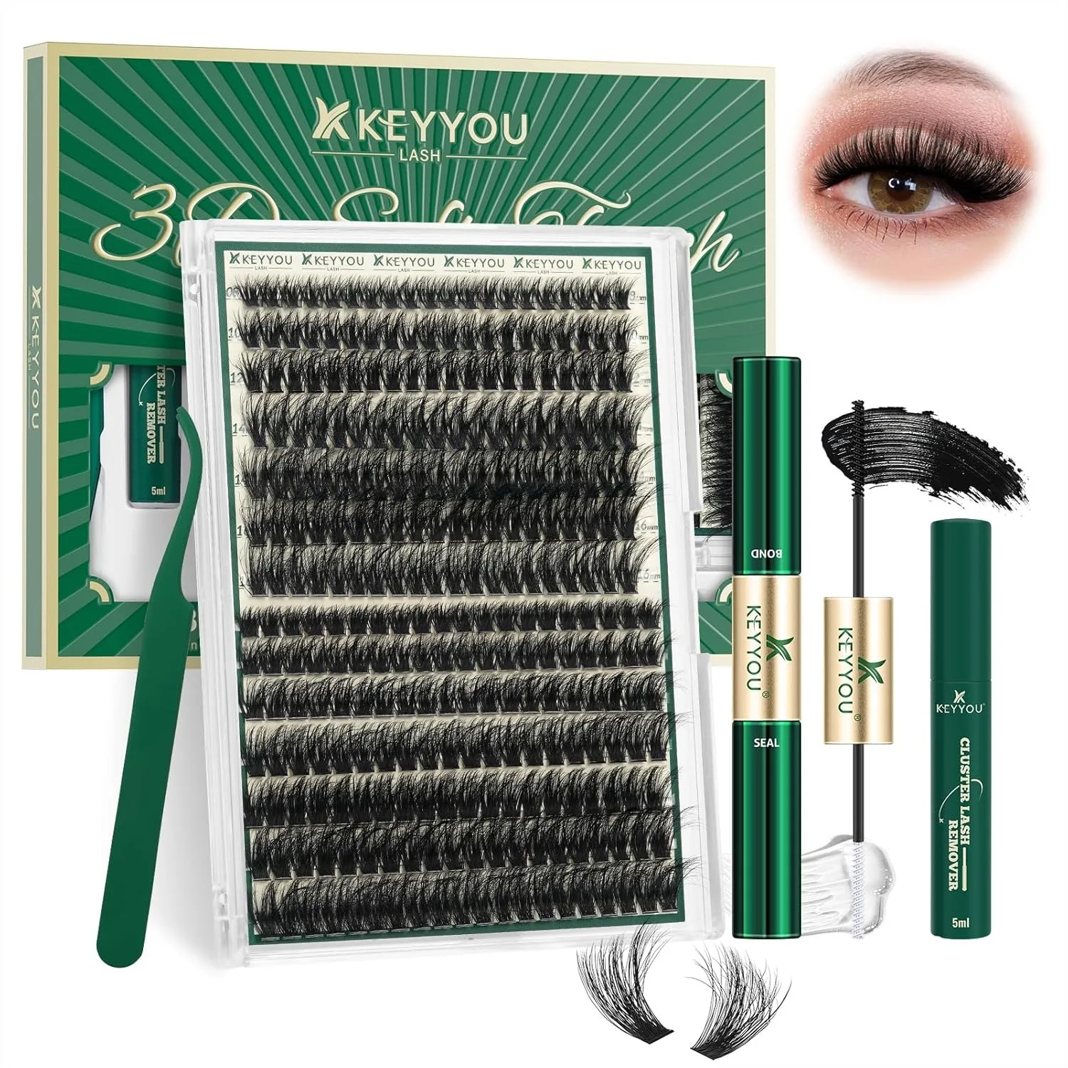 3D Effect Eyelash Clusters Kit 280pcs D Curl Individual Lashes with Waterproof Bond and Tweezers
3D Effect Eyelash Clusters Kit 280pcs D Curl Individual Lashes with Waterproof Bond and Tweezers