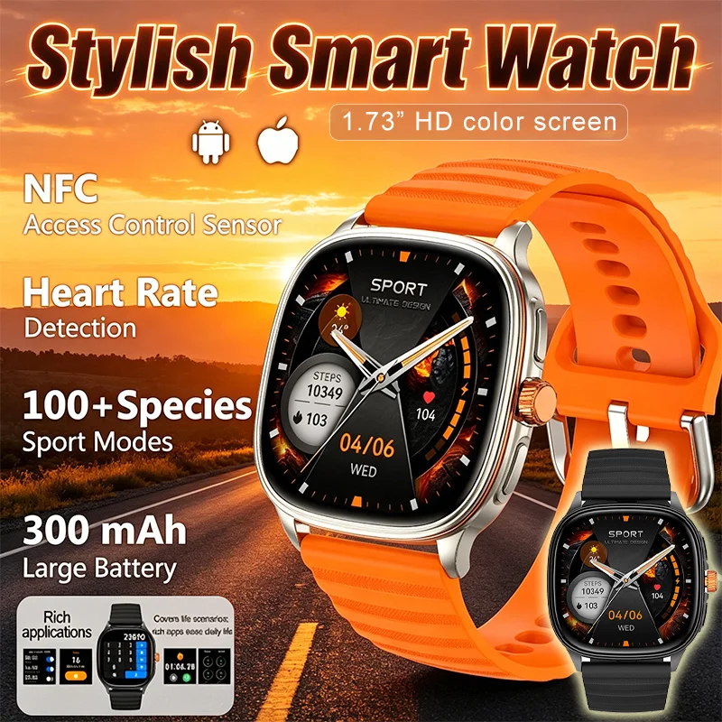 Ultra-thin Stylish Smart Watch Sport Mode NFC Information Push 1.73 Inch Blood Oxygen Sleep Monitor Weather BT Call Smart Watch
Ultra-thin Stylish Smart Watch Sport Mode NFC Information Push 1.73 Inch Blood Oxygen Sleep Monitor Weather BT Call Smart Watch