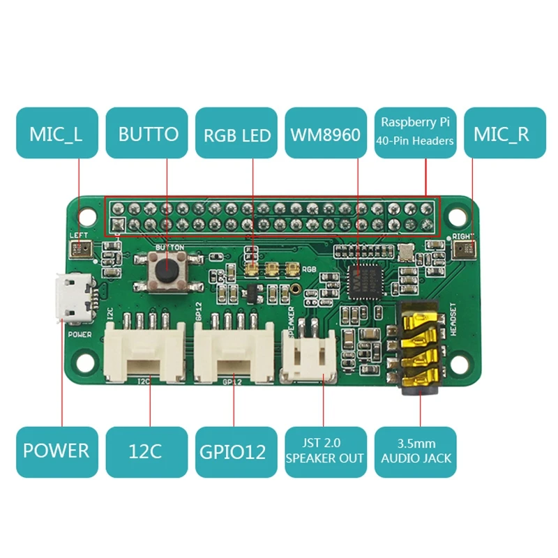 Respeaker 2-Mics Pi Hat For Raspberry Pi 4 Model B Voice Module Dual Microphone Array For Raspberry Pi Zero 3B
Respeaker 2-Mics Pi Hat For Raspberry Pi 4 Model B Voice Module Dual Microphone Array For Raspberry Pi Zero 3B
