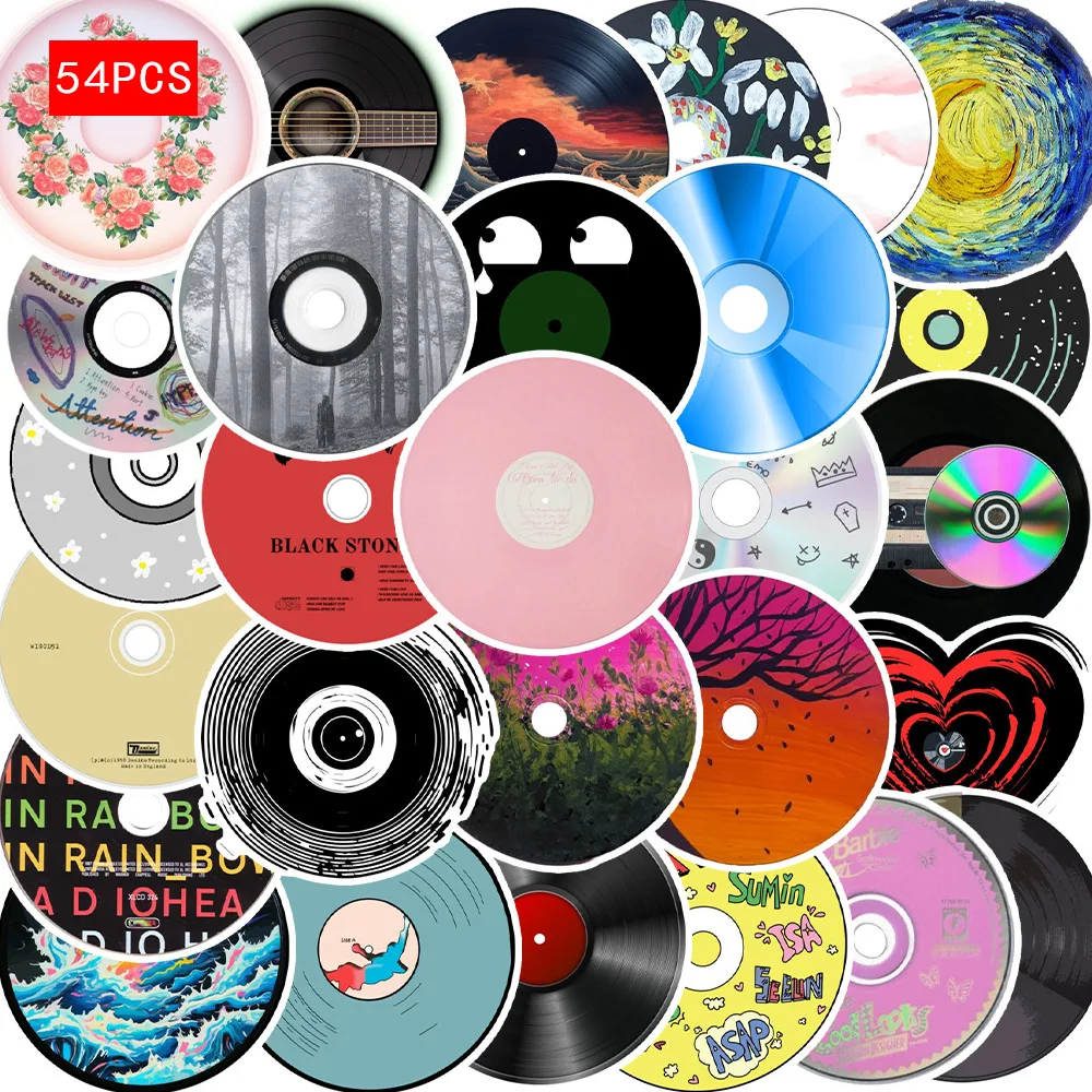 54Pcs Vinyl CD Record Graffiti Stickers Waterproof PVC Decals for Luggage, Skateboards, Water Bottles and Laptops
54Pcs Vinyl CD Record Graffiti Stickers Waterproof PVC Decals for Luggage, Skateboards, Water Bottles and Laptops