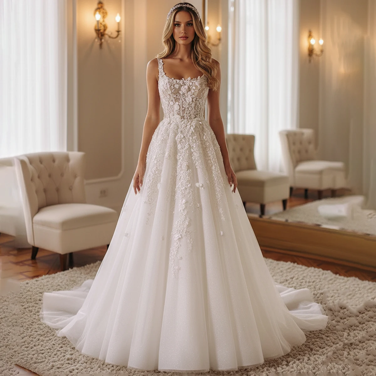 Elegant Beaded Appliques Lace Wedding Dress For Women Tulle Backless Ball Gown For Bride Long Bridal Party Gown Vestidos Novia
Elegant Beaded Appliques Lace Wedding Dress For Women Tulle Backless Ball Gown For Bride Long Bridal Party Gown Vestidos Novia