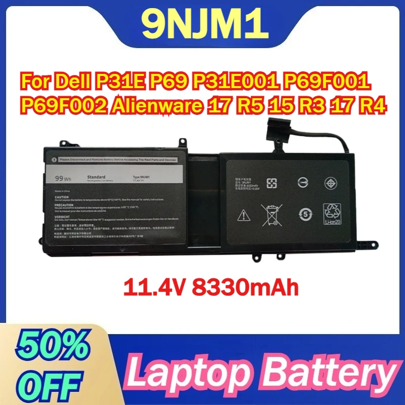 Аккумулятор для ноутбуков Dell 9NJM1 11.4V 8330mAh: P31E, P69, P31E001, P69F001, P69F002, Alienware 17 R5, 15 R3, 17 R4
Аккумулятор для ноутбуков Dell 9NJM1 11.4V 8330mAh: P31E, P69, P31E001, P69F001, P69F002, Alienware 17 R5, 15 R3, 17 R4