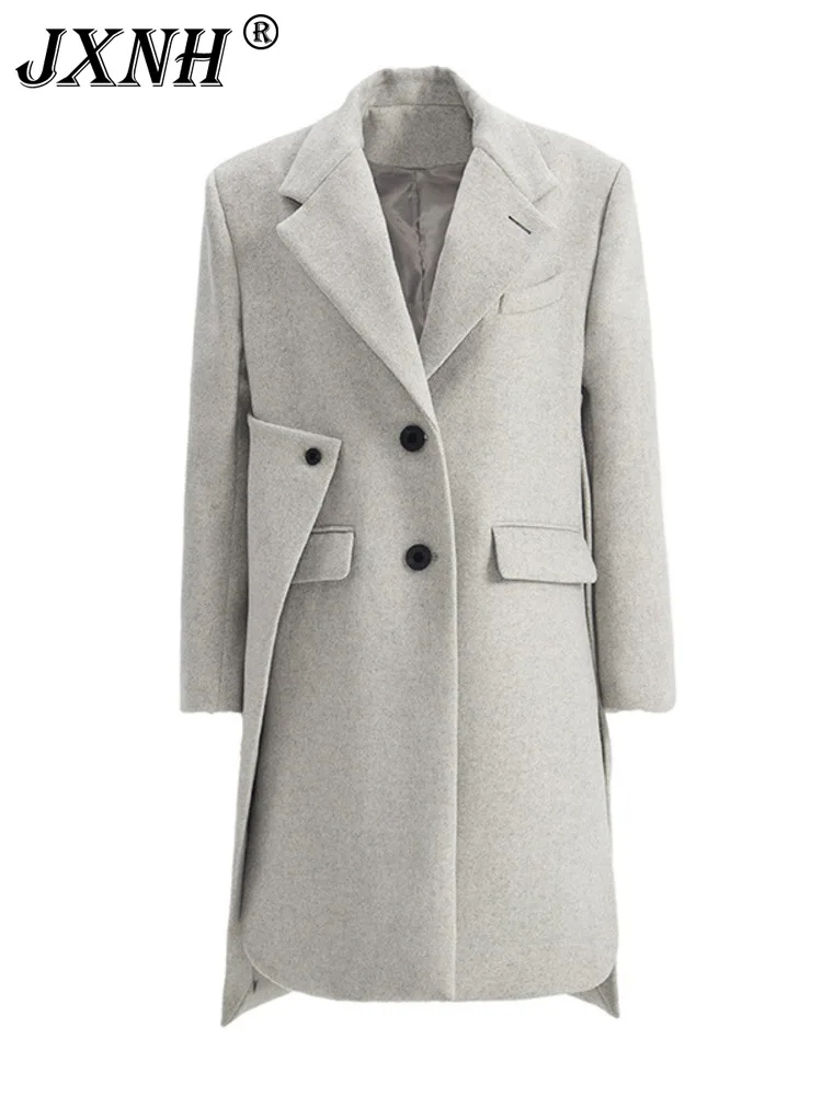Loose Fit Gray Irregular Big Size Long Woolen Coat Parkas New Long Sleeve Women Fashion Tide Autumn Winter 2024
Loose Fit Gray Irregular Big Size Long Woolen Coat Parkas New Long Sleeve Women Fashion Tide Autumn Winter 2024