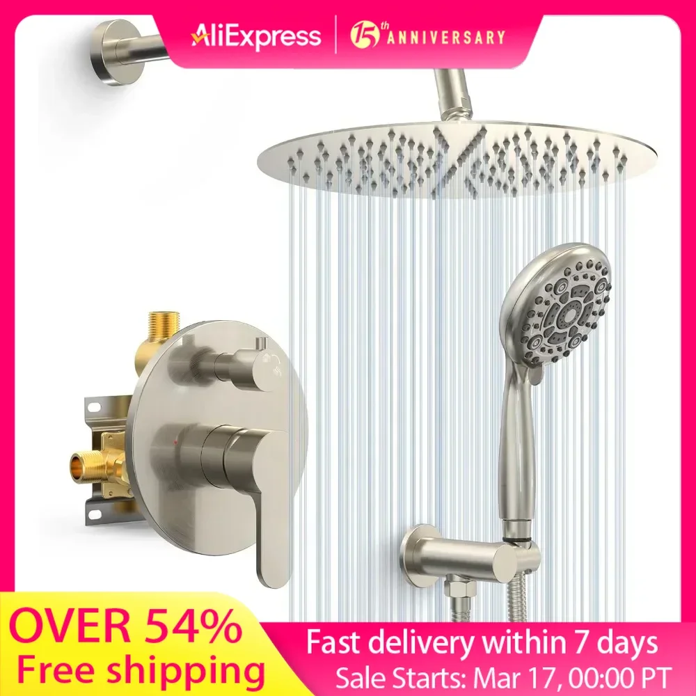 12 Inch High Pressure Shower Head System, 6-Setting Handheld Shower Head Fixtures, Valve Included Shower Faucet Set
12 Inch High Pressure Shower Head System, 6-Setting Handheld Shower Head Fixtures, Valve Included Shower Faucet Set