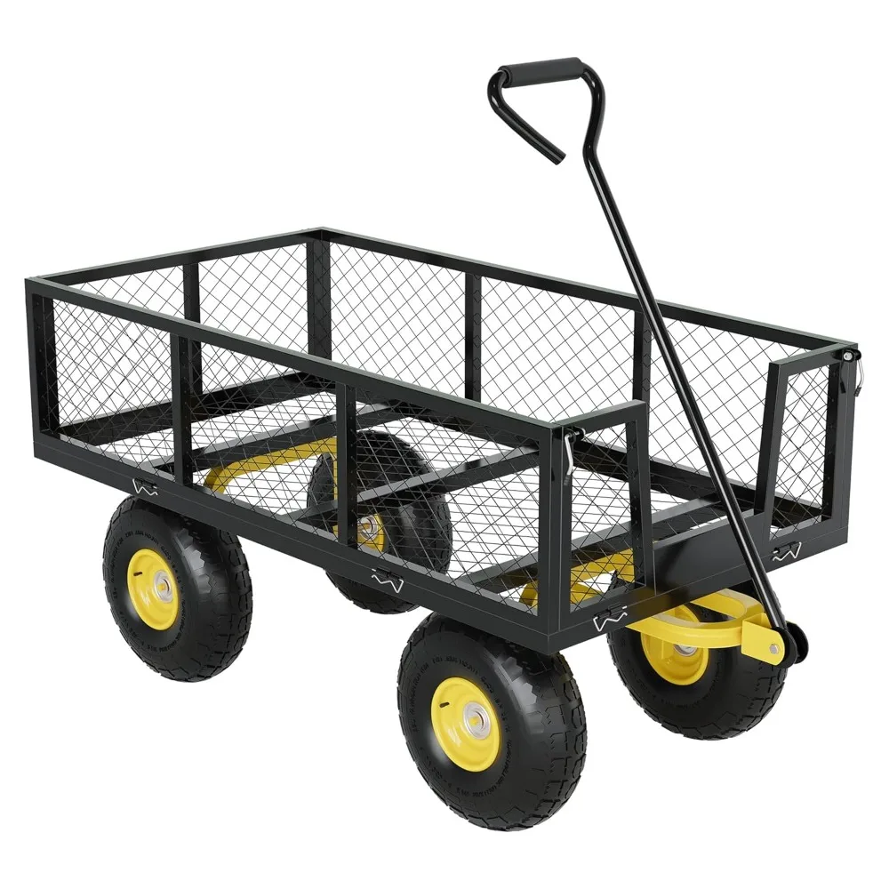 900 Lbs Garden Wagon, 2-in-1 Heavy-Duty Steel Garden Cart, with 10 Inch All-Terrain Tires and Removable Mesh Side, Customized
900 Lbs Garden Wagon, 2-in-1 Heavy-Duty Steel Garden Cart, with 10 Inch All-Terrain Tires and Removable Mesh Side, Customized