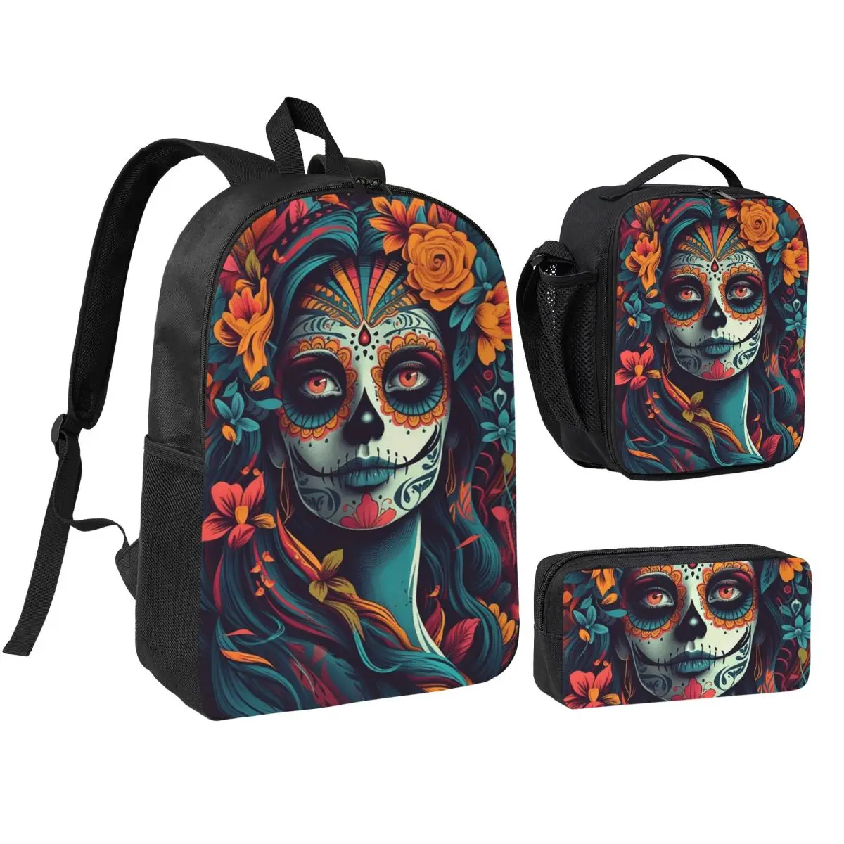 Mexican Catrina Girl Day Of The Dead Skull Backpack BookBag School Bag Laptop Shoulder Bags 3ps Insulated Lunch Bag Pencil Case
Mexican Catrina Girl Day Of The Dead Skull Backpack BookBag School Bag Laptop Shoulder Bags 3ps Insulated Lunch Bag Pencil Case