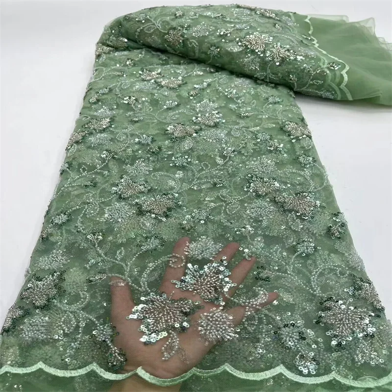 Latest Beads African Lace Fabric 2024 High Quality Sequins Groom Embroidery For Women Wedding Party Dress Mesh Fabric 5 Yards
Latest Beads African Lace Fabric 2024 High Quality Sequins Groom Embroidery For Women Wedding Party Dress Mesh Fabric 5 Yards